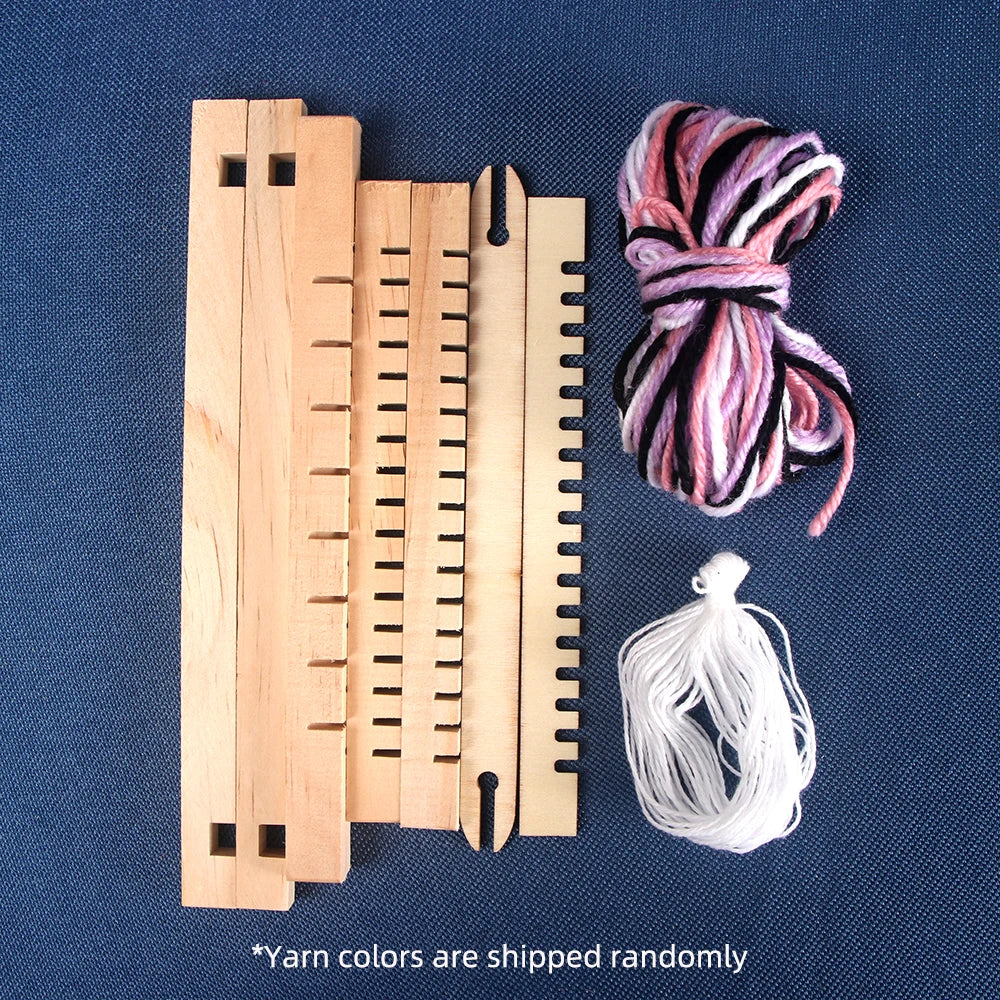 DIY Small Wooden Weaving Loom Kit Hand-Woven Tools Multifunctional Woven Set Craft Yarn Hand Scarf Knitting Machine-Mini Size