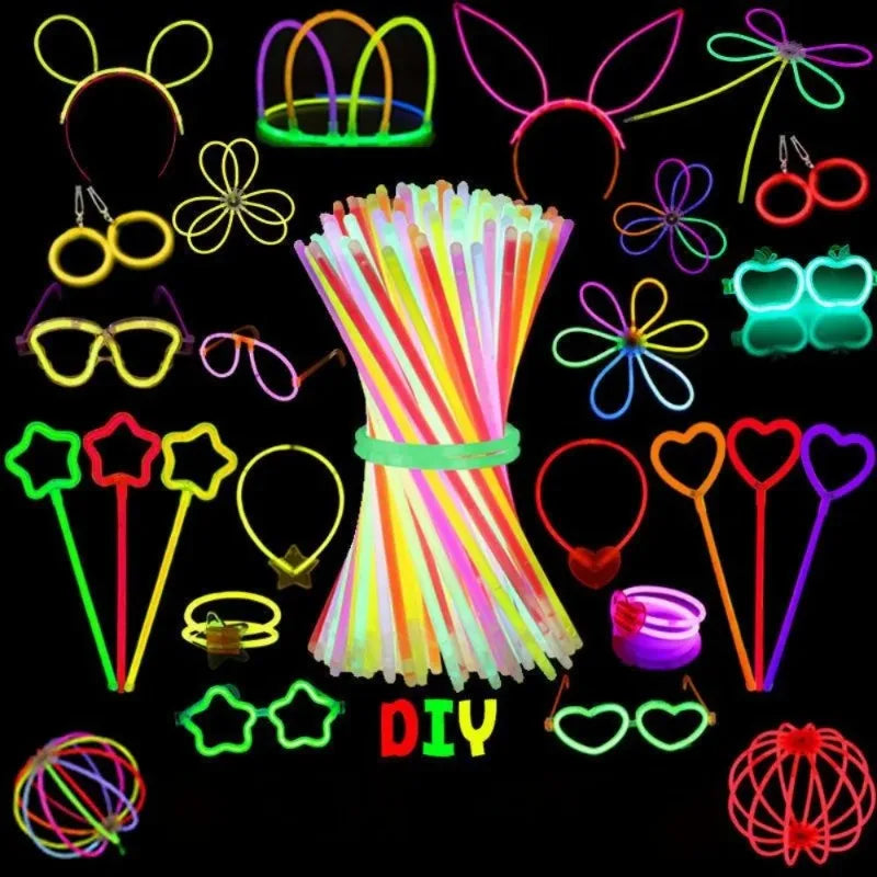 50/100PCS Glow Stick Set with 17 Accessories