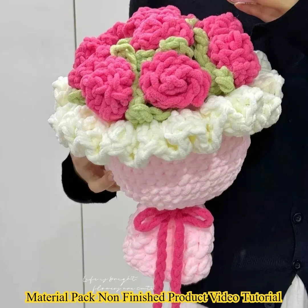 {Material Pack} Ice Thread Sunflower Yarn Bouquet Handmade DIY Hand Held Flower Weaving Homemade Crochet Hook Gift Girlfriend