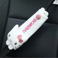 Hello Kitty Car Headrest Pillow Winter Warm Plush Doll Neck & Lumbar Support Cushion Adjustable Car Seat Pillow Seat Belt Cover
