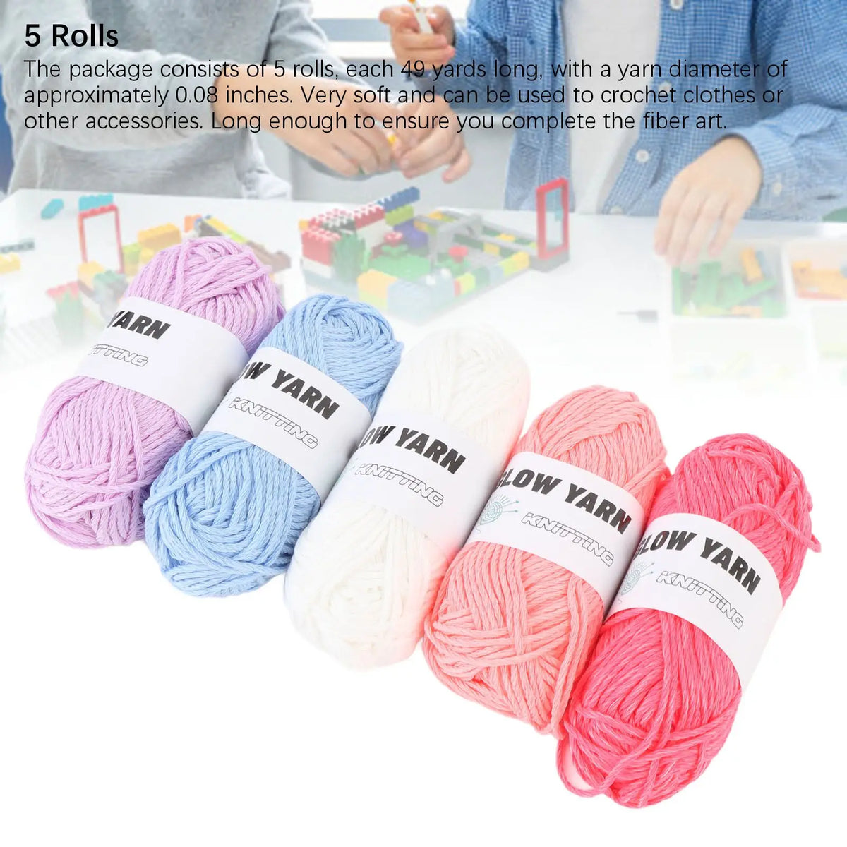 5pcs Glow Yarn Knitting Luminous Crocheting Yarn for Crochet DIY Art Craft Gifts 49 Yards Per Roll