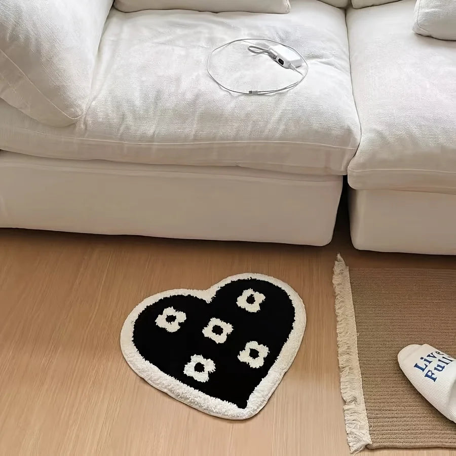 VIKAMA Adorable Colourful Heart-Shaped Puffy Art Rug Entrance Hall Bedroom Living Room Decorative Rug Home Decoration