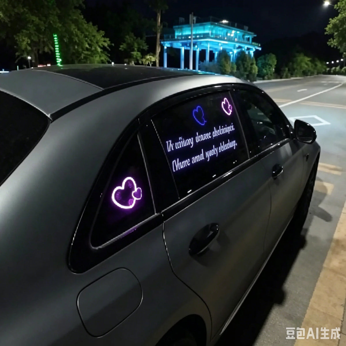 Cute Heart Shaped Neon Light Wireless Solar Powered Car Accessory