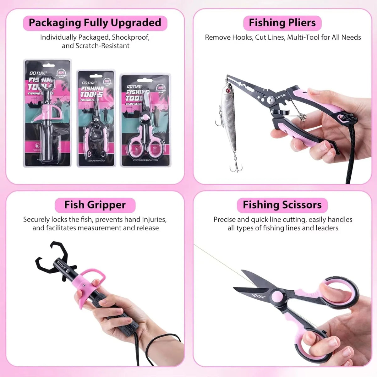 Pink Fishing Rod and Reel Combo, All-in-One Fishing Kit