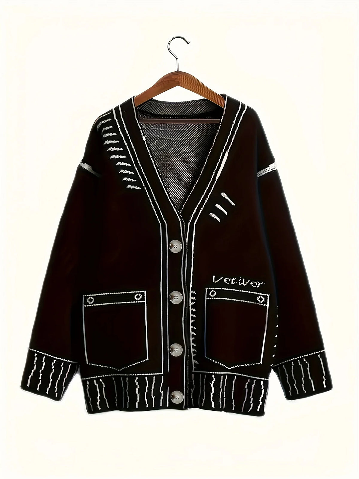 plus Size Women's Button-Up Cardigan Autumn Winter Fine Line Pattern Knit Coat Stylish Outerwear for Fall 2025