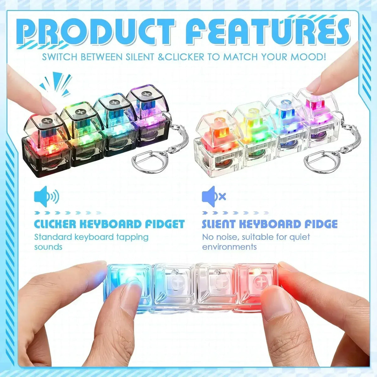 4-Keys Fidget Keyboard with Light