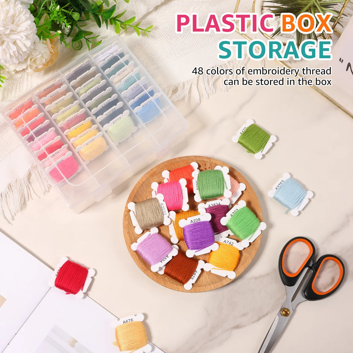 48/72 Color Embroidery Thread DIY Embroidery Yarn For Sewing Embroidery Floss Cross Stitch Thread Set With Organizer Box Threads