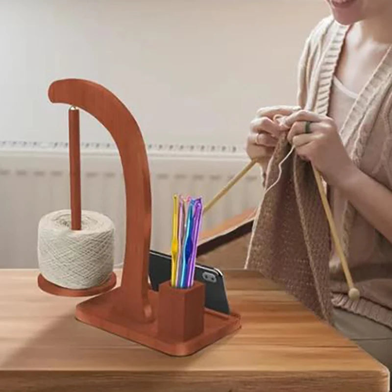 In Stock Wooden Rotating Yarn Holder Solid Wood Suspension Spinning Yarn Dispenser Desktop Knitting Thread Storage Rack for Croc