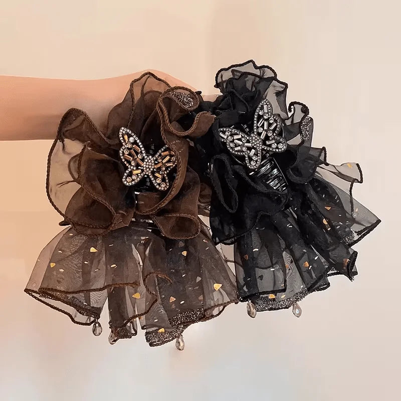 French Butterfly Claw Clip Ruffled Design