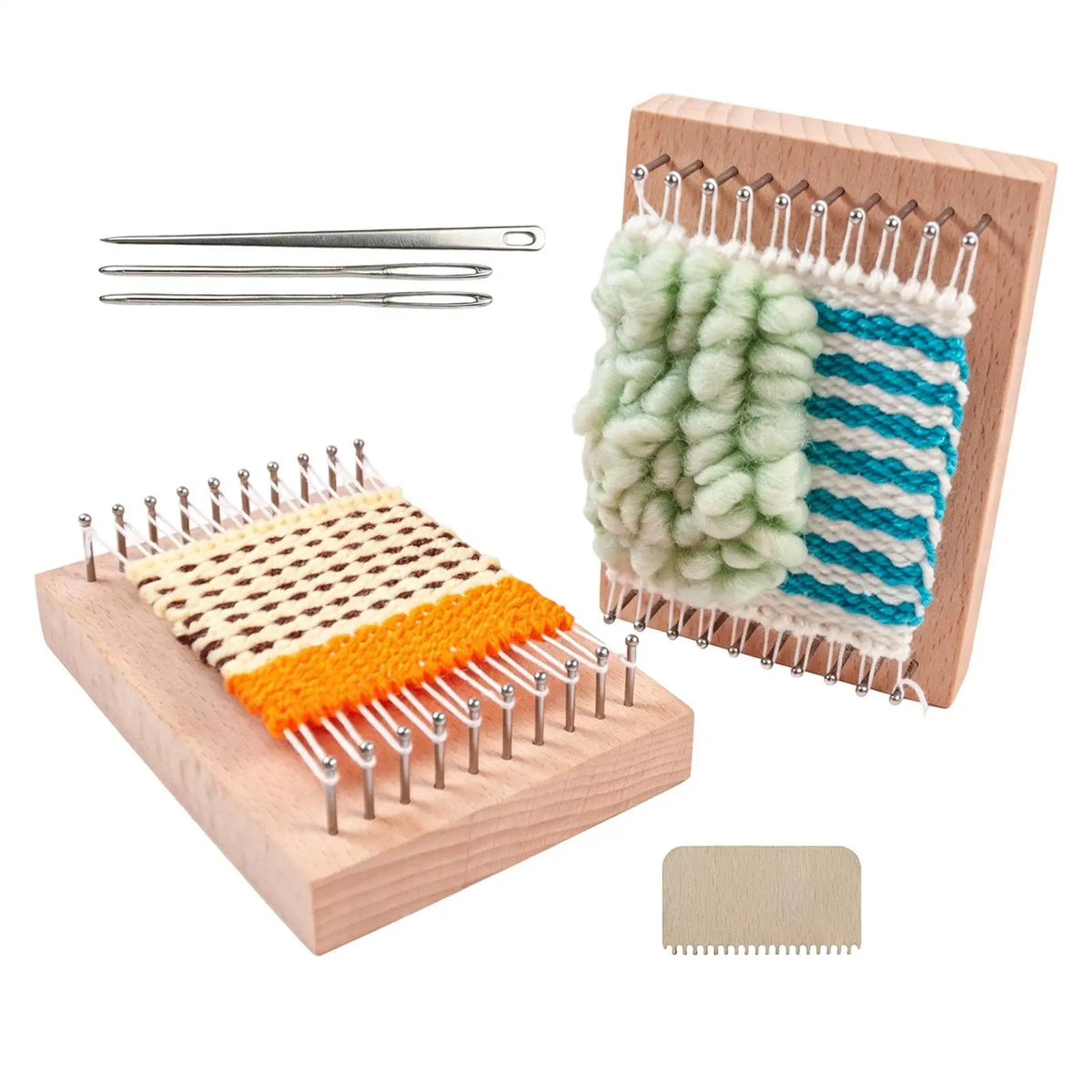 2pcs Mini Weaving Weaving Yarn Tool Standing DIY Weaving Chunky Knitting Board Portable Wooden Mini Knitting Board For Blanket