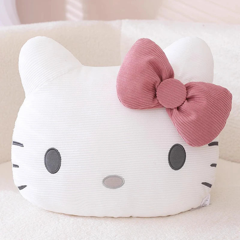 Hello Kitty Car Headrest Pillow Winter Warm Plush Doll Neck & Lumbar Support Cushion Adjustable Car Seat Pillow Seat Belt Cover