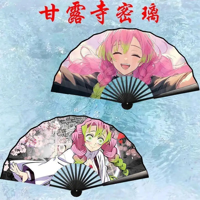 Bandai Demon Slayer Anime 10 Inch Double Sided Silk Folding Fan with Kamado Tanjirou Cartoon Animation High End Gifts New Style