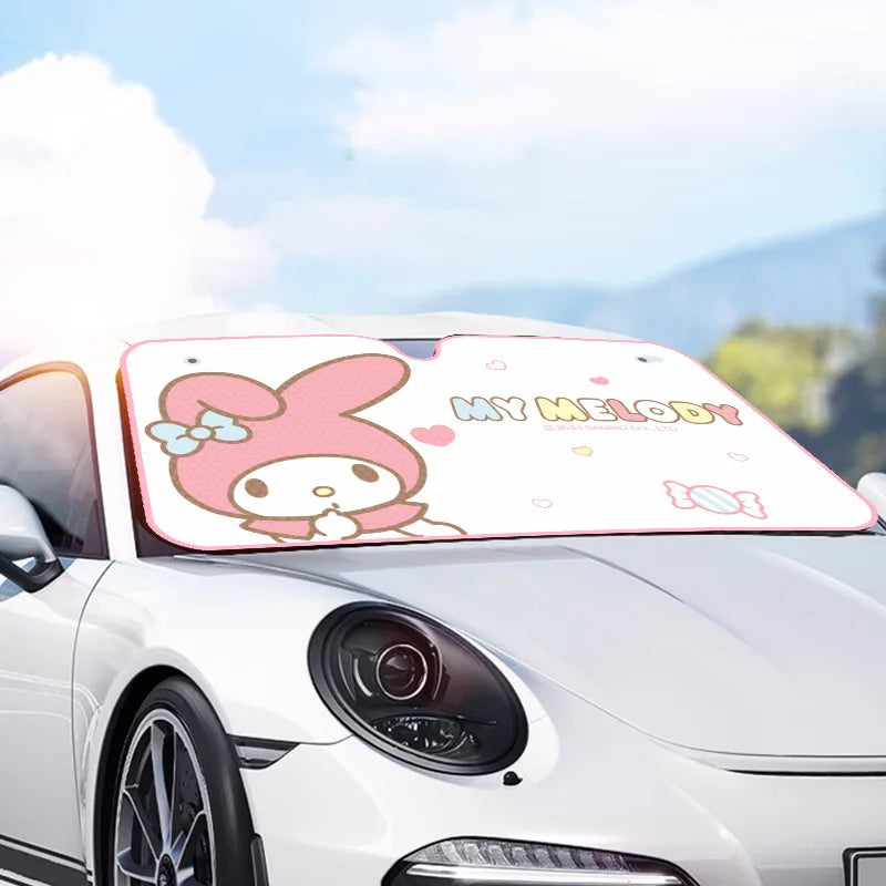 Hello Kitty Car Solar Protection Heated Windshield Sunshade Car Window Windscreen Cover Sun Shade Auto Sun Visor Car-covers