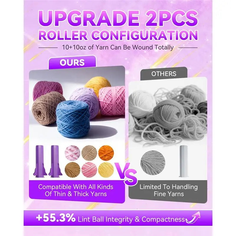 Dual Roller, 5.0 Upgraded For Crocheting Electric Yarn Winder, Super Strong Tension Ideal For Home Studio-AT30