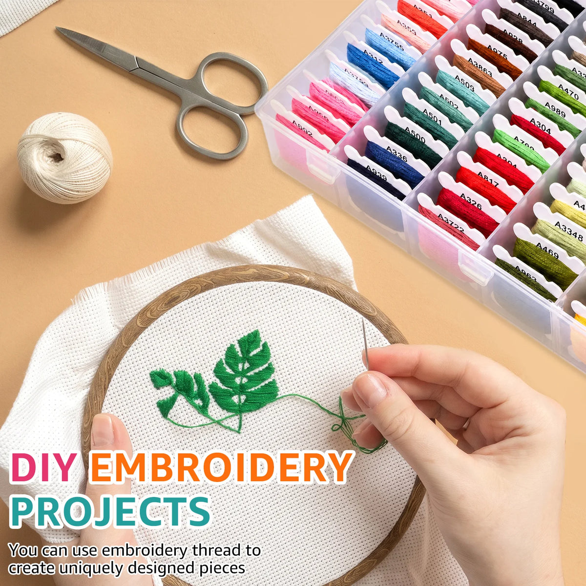 48/72 Color Embroidery Thread DIY Embroidery Yarn For Sewing Embroidery Floss Cross Stitch Thread Set With Organizer Box Threads