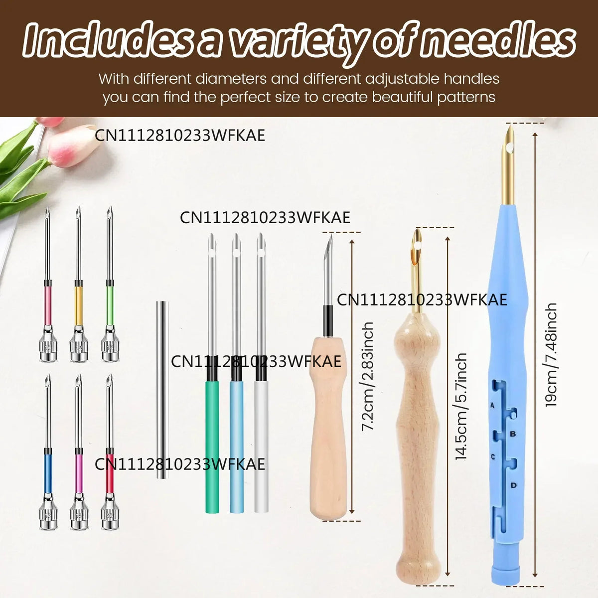 17Pcs Punch Needle Embroidery Kits Wooden Yarn Clothes Embroidery Pen Crochet Knitting DIY Craft Stitching Sewing Tools