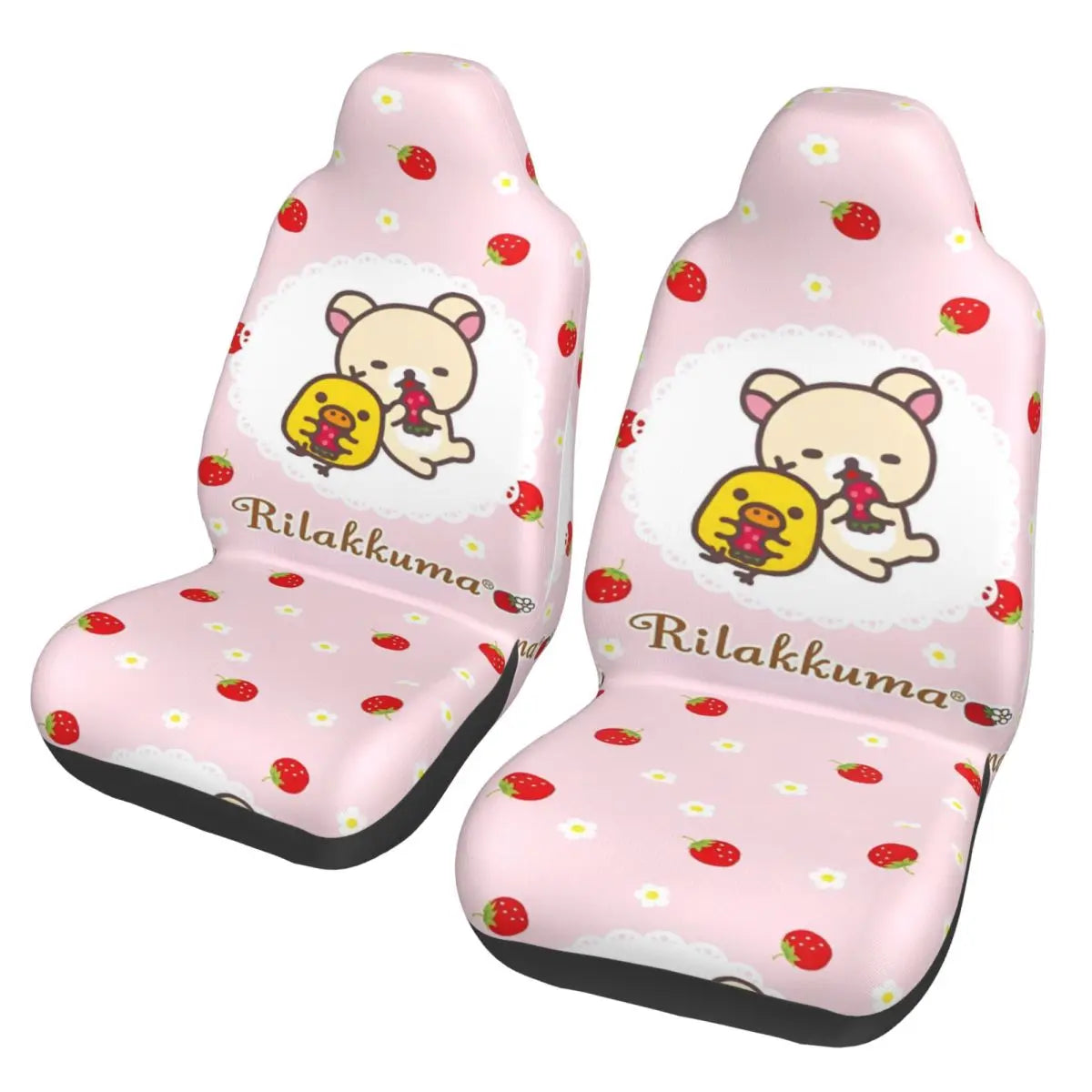 Pink Rilakkumas Zoo Universal Car Seat Covers Fiber Fishing