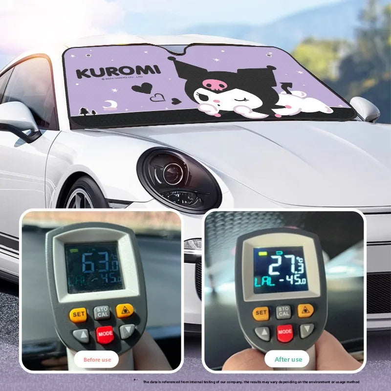 Hello Kitty Car Solar Protection Heated Windshield Sunshade Car Window Windscreen Cover Sun Shade Auto Sun Visor Car-covers