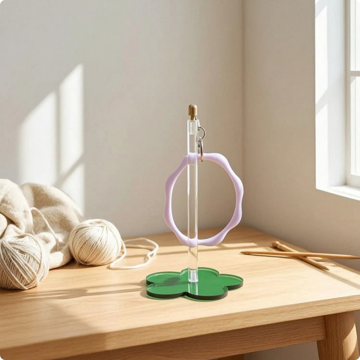 Portable Yarn Holder with Hand Loop Upright Yarn Holder with Flower Base Craft Organizer Compact Handsunrestricted