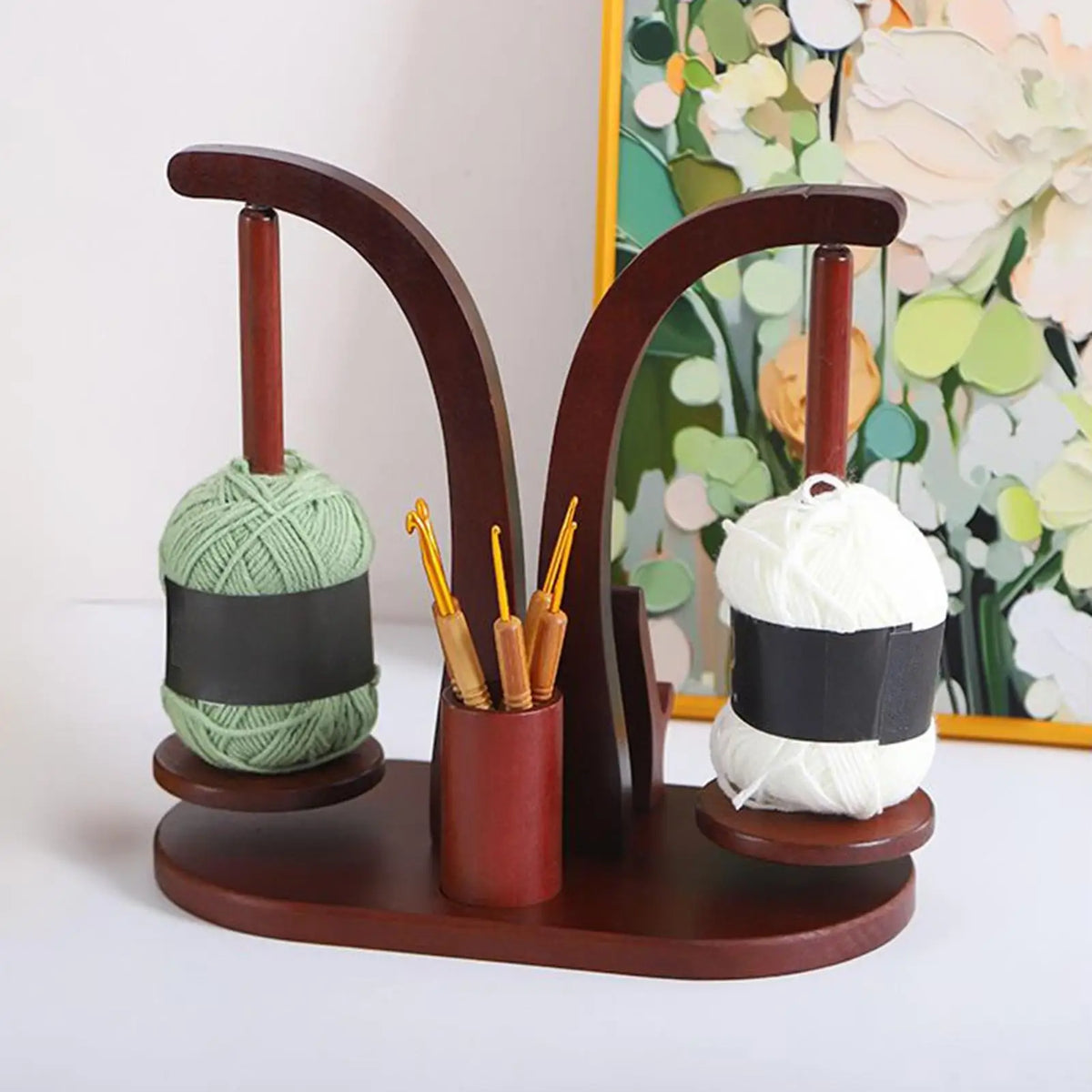 Yarn Holder For Crocheting Magnetic Yarn Holder For Knitting And Crocheting Wooden Spinner Stand Dispenser For Birthdays