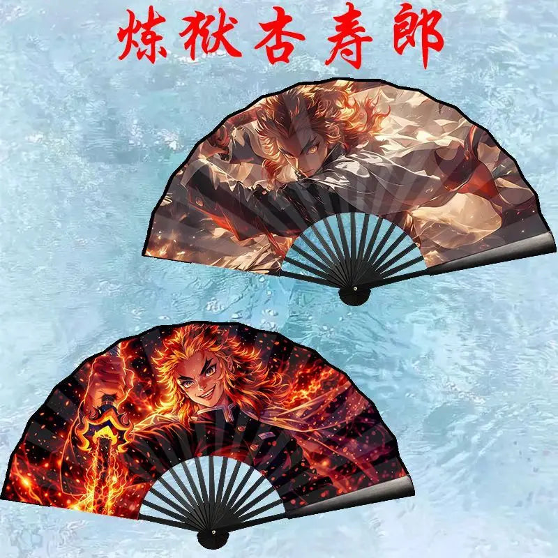 Bandai Demon Slayer Anime 10 Inch Double Sided Silk Folding Fan with Kamado Tanjirou Cartoon Animation High End Gifts New Style