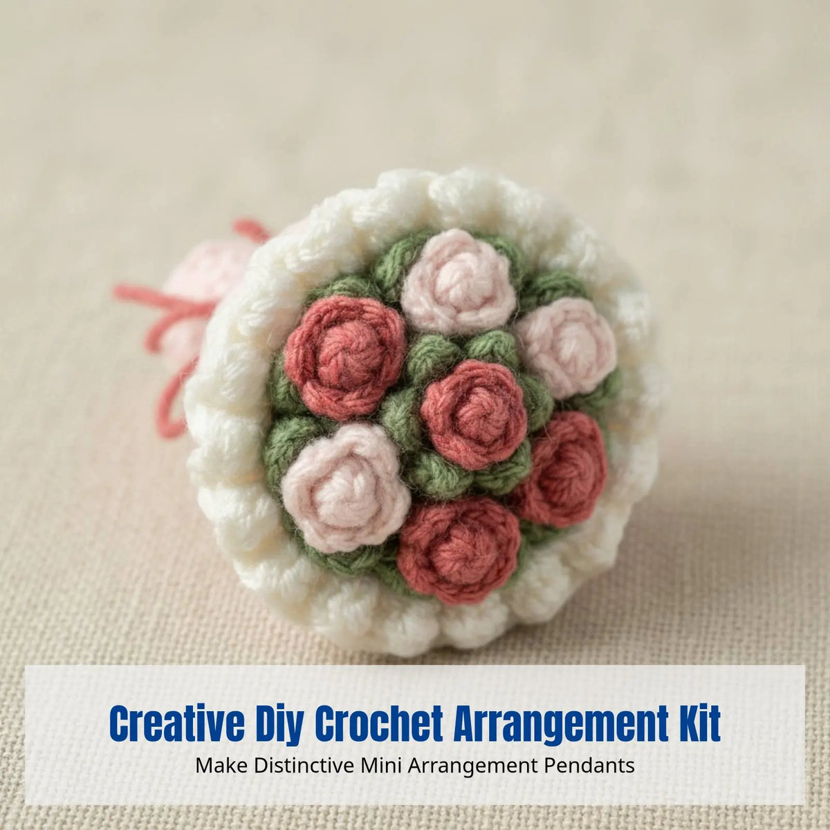 Yarn Crochet DIY Kit, Mini Flower Cluster Keychain, Handmade, Car Keychain, Gift