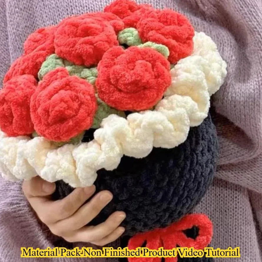 {Material Pack} Ice Thread Sunflower Yarn Bouquet Handmade DIY Hand Held Flower Weaving Homemade Crochet Hook Gift Girlfriend