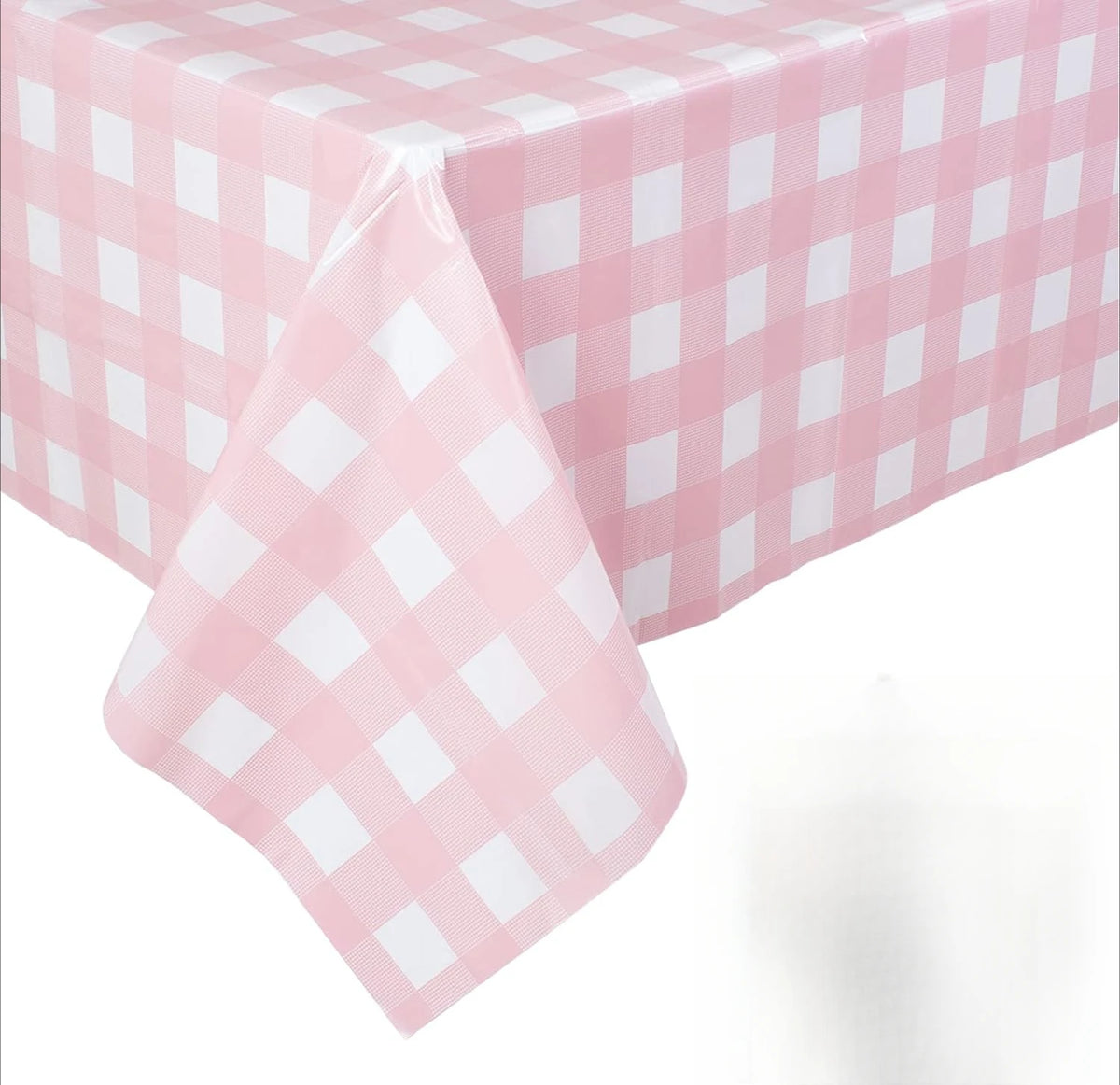Retro Pink Gingham Tablecloth 54"x108"| Heavy-Duty Waterproof Plastic for Picnics&Coffee Shop Decor |  Party Backdrop