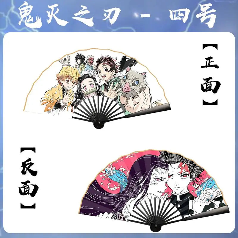 Bandai Demon Slayer Anime 10 Inch Double Sided Silk Folding Fan with Kamado Tanjirou Cartoon Animation High End Gifts New Style
