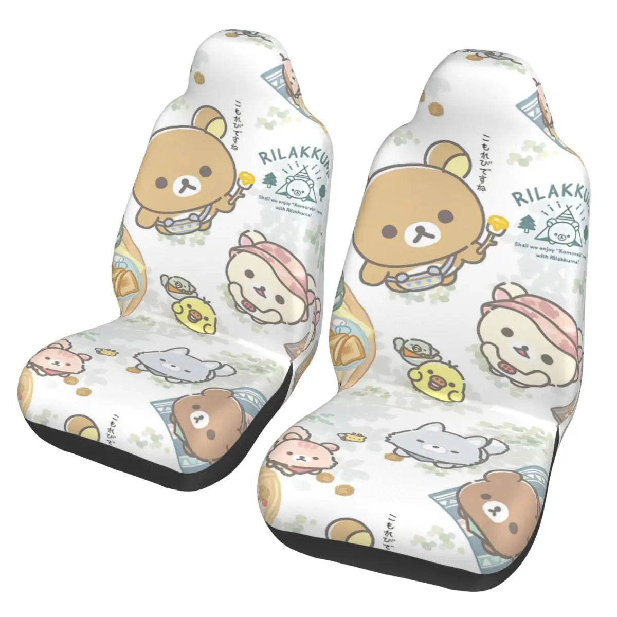 Pink Rilakkumas Zoo Universal Car Seat Covers Fiber Fishing