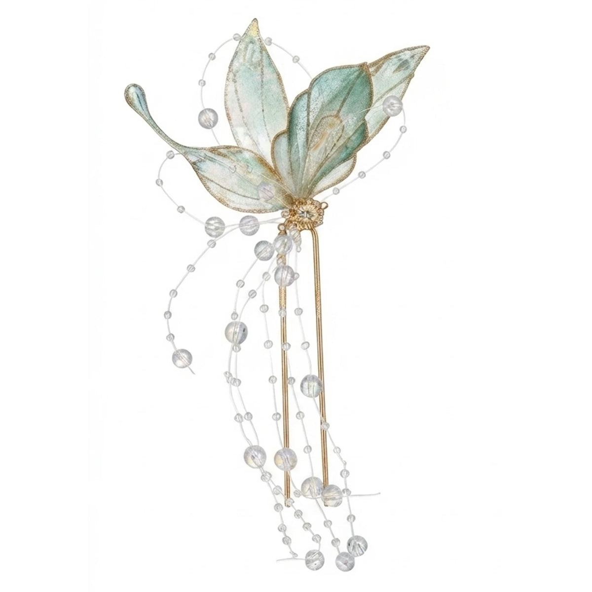 Women Butterfly Tassel Hairpin Alloy Hair Stick New Chinese Style Wedding Colorful Aurora Elegant Hanfu Jewelry Hair Accessory