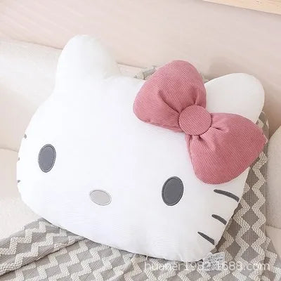 Hello Kitty Car Headrest Pillow Winter Warm Plush Doll Neck & Lumbar Support Cushion Adjustable Car Seat Pillow Seat Belt Cover