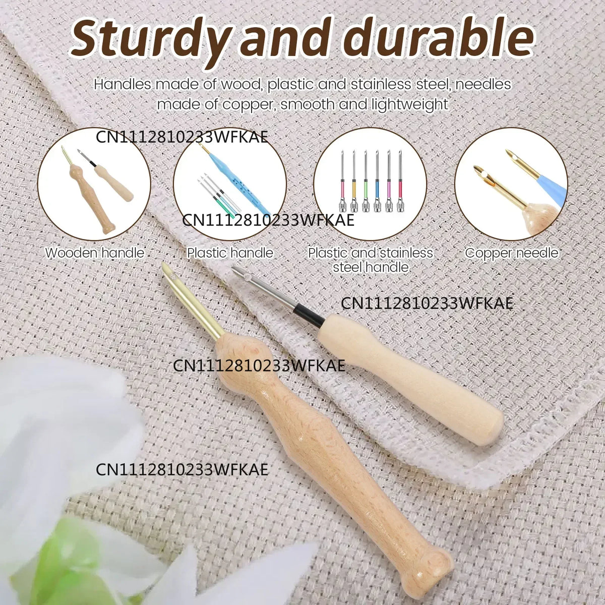 17Pcs Punch Needle Embroidery Kits Wooden Yarn Clothes Embroidery Pen Crochet Knitting DIY Craft Stitching Sewing Tools