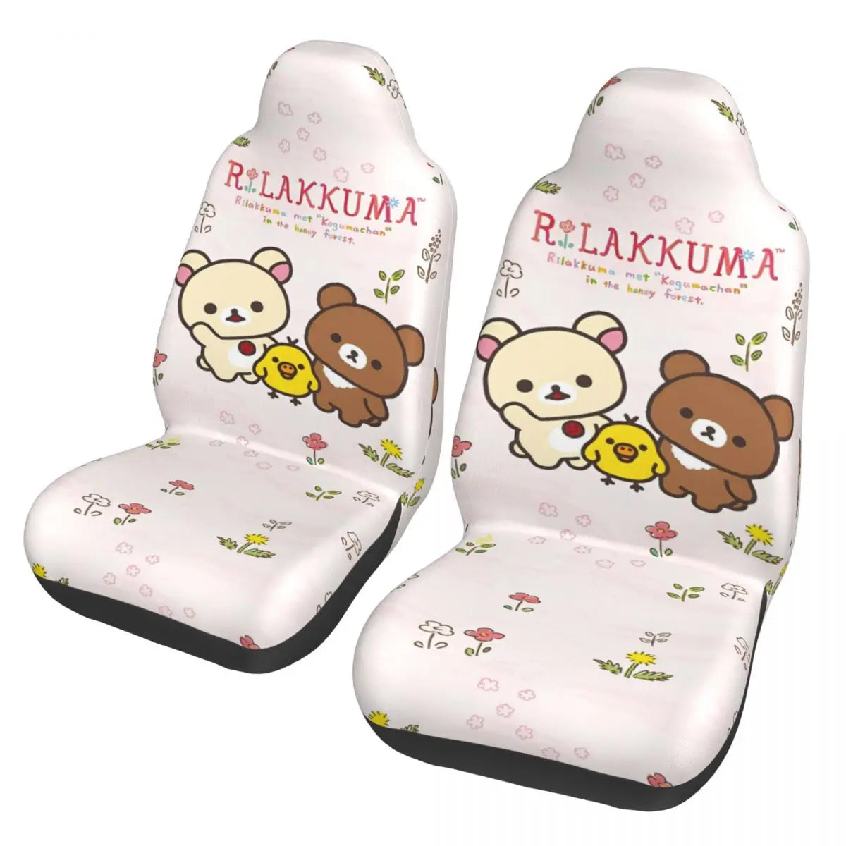 Pink Rilakkumas Zoo Universal Car Seat Covers Fiber Fishing
