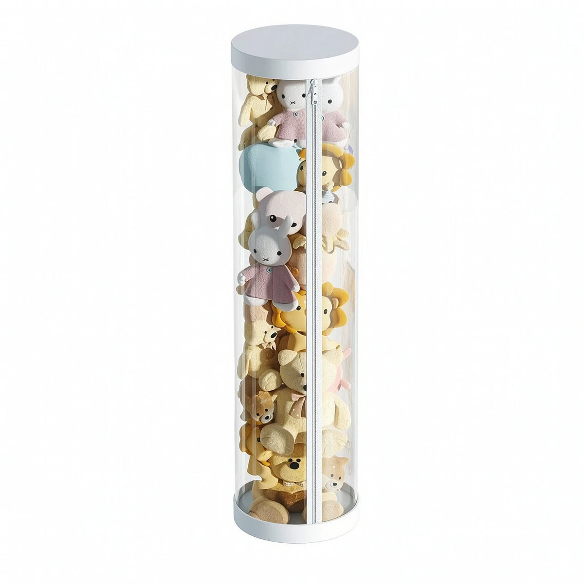 Stuffed Plushie Storage Barrel with Zipper Space