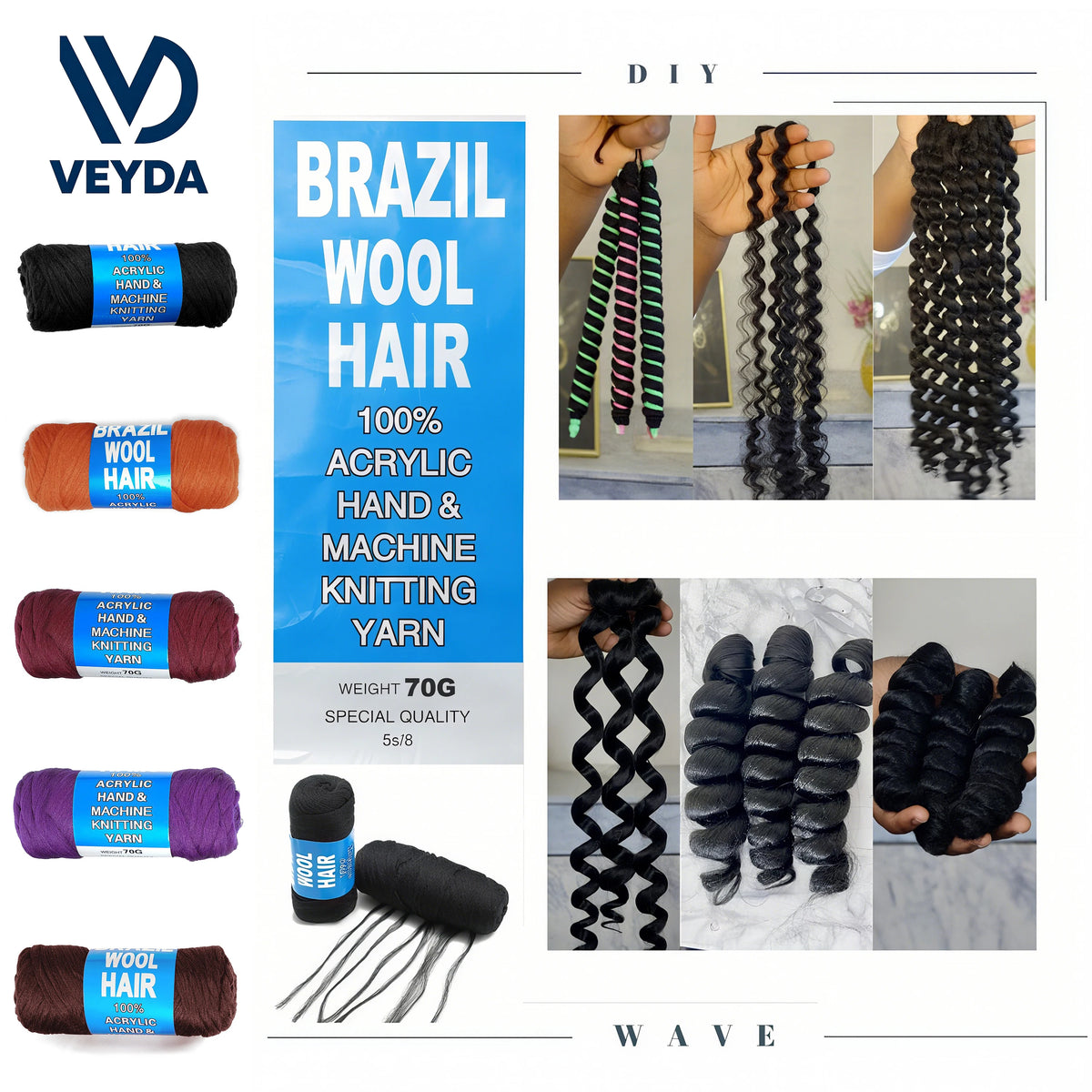 Brazilian Wool Hair for Jumbo Braids Acrylic Yarn African Crochet Hair Senegalese Twist Crochet Hair Soft Faux Hair Extensions