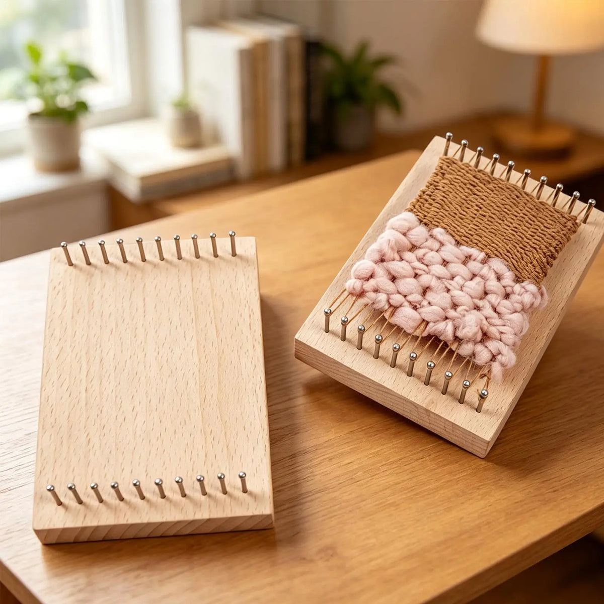 2pcs Mini Weaving Weaving Yarn Tool Standing DIY Weaving Chunky Knitting Board Portable Wooden Mini Knitting Board For Blanket