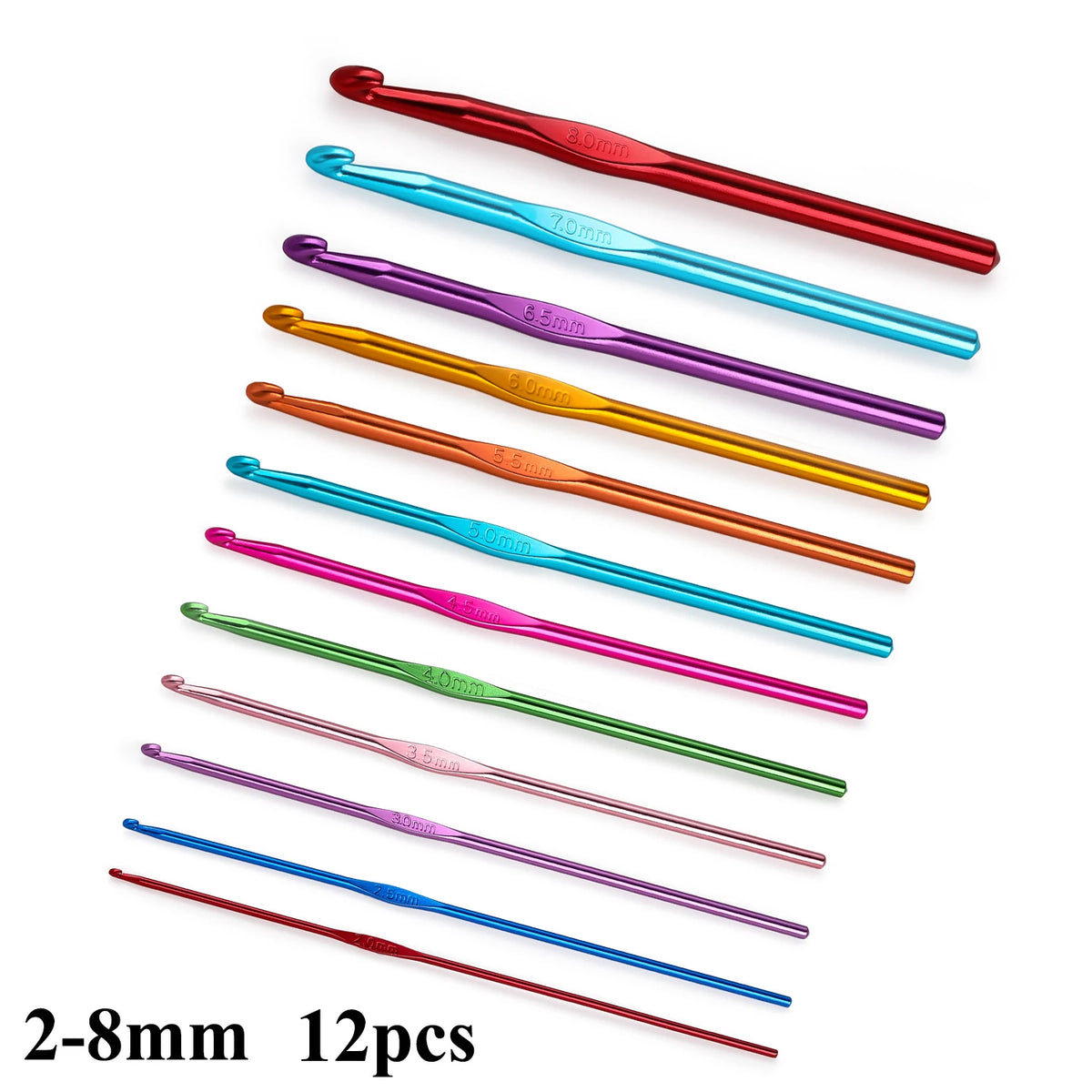 6/12/15pcs Handle Crochet Hook Random Color Aluminum Knitting Needles Single Head Knitting Yarn Crafts DIY Apparel Needles
