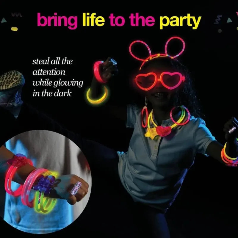 50/100PCS Glow Stick Set with 17 Accessories