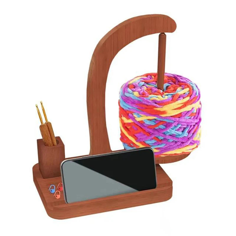 In Stock Wooden Rotating Yarn Holder Solid Wood Suspension Spinning Yarn Dispenser Desktop Knitting Thread Storage Rack for Croc
