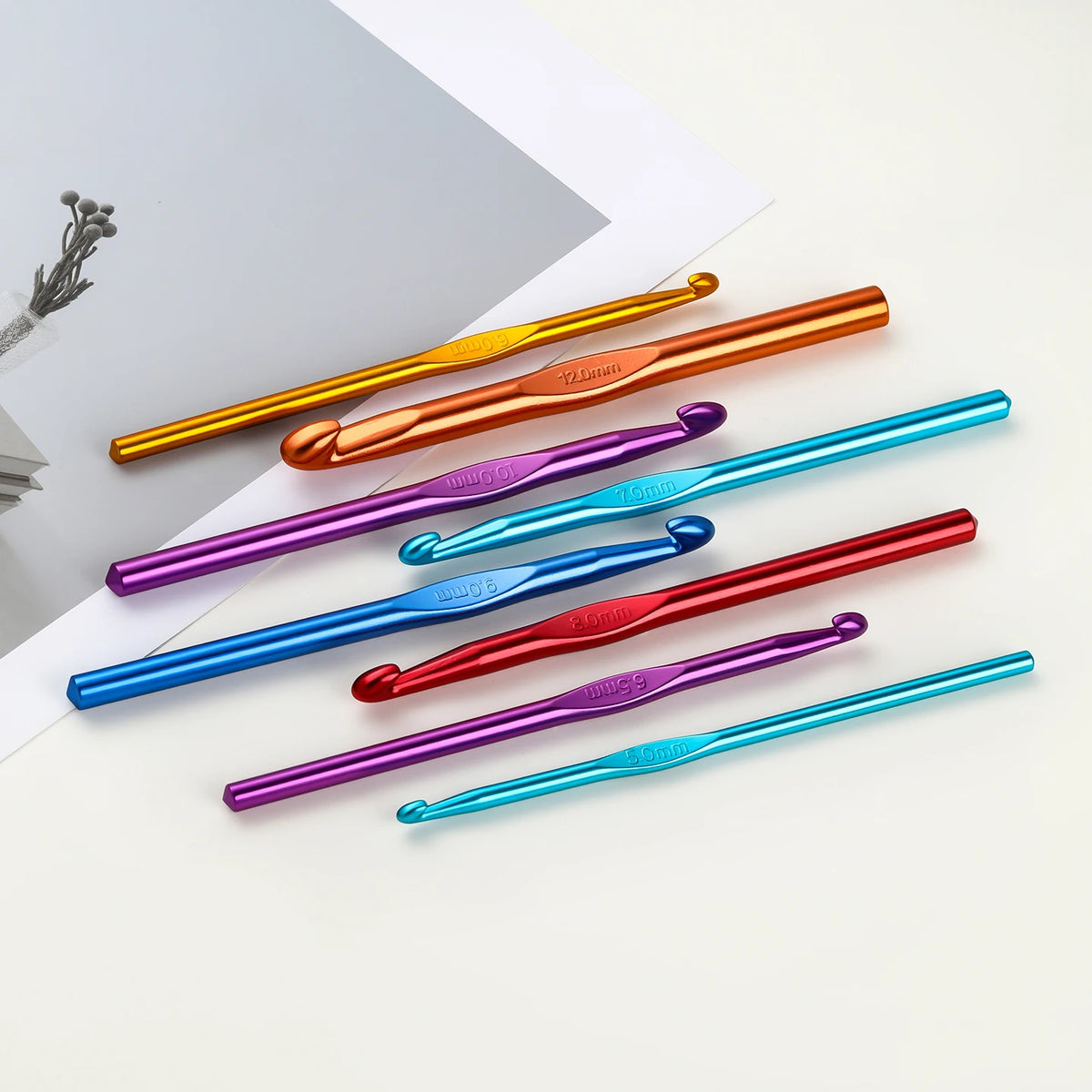 6/12/15pcs Handle Crochet Hook Random Color Aluminum Knitting Needles Single Head Knitting Yarn Crafts DIY Apparel Needles