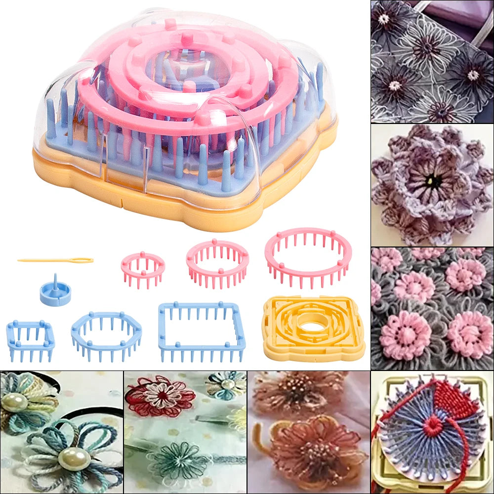 DIY Weaving Tools Square Weaver Yarn Weaver Yarn Weaver Ball Maker Practical Flower Net Square Weaver Plastic Knitter Tools New