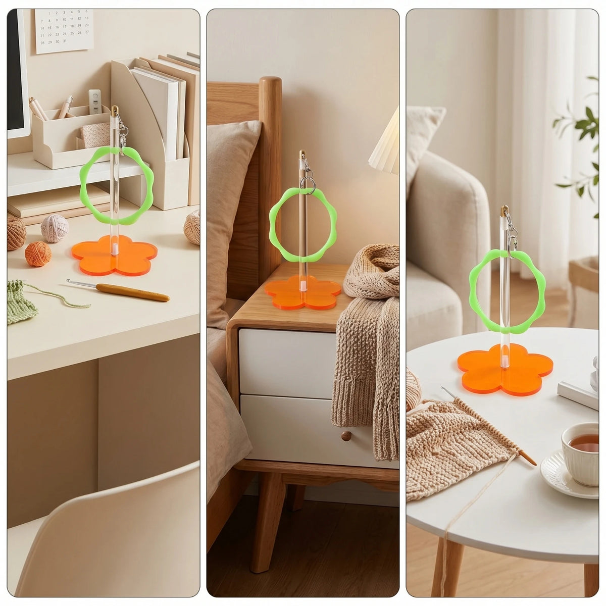 Portable Yarn Holder with Hand Loop Upright Yarn Holder with Flower Base Craft Organizer Compact Handsunrestricted