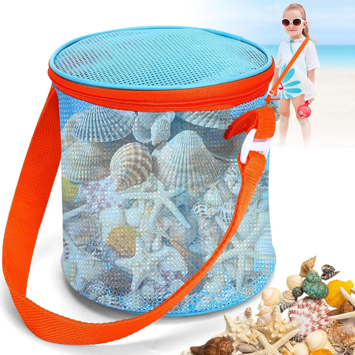 Net Yarn Shell Storage Bags Child Portable Beach Swimming Clothing Storage Bag Multifunctional Travel Storage Bag Cosmetic Bag