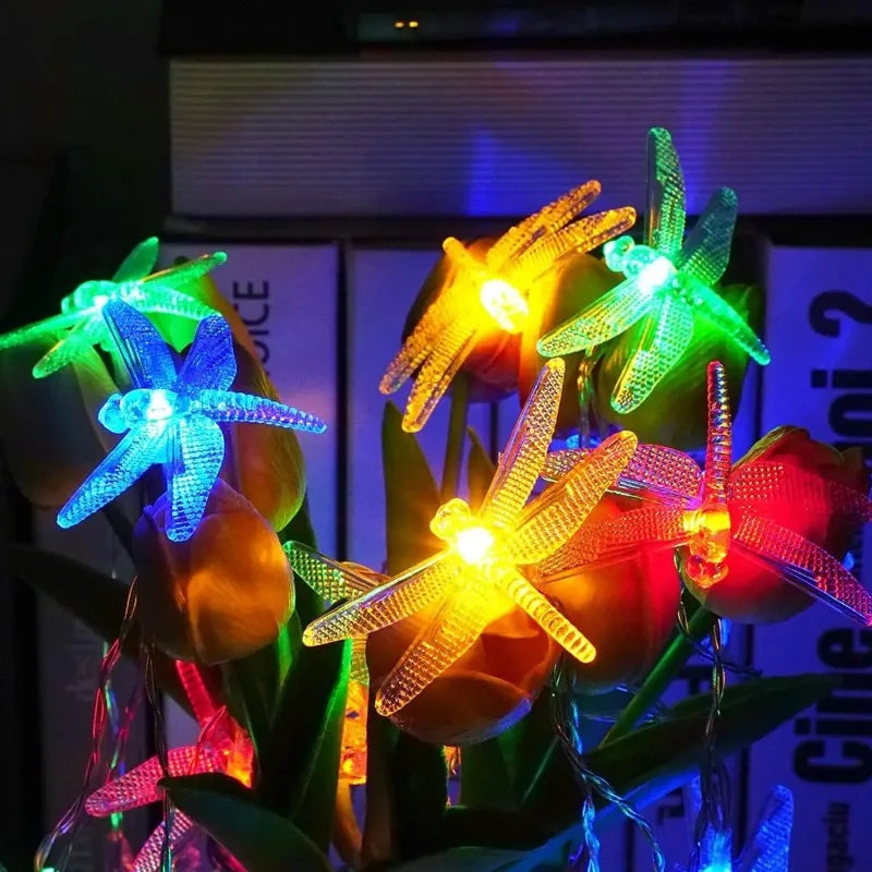LED Battery Powered Dragonfly String Lights 1PC 1.5M 10