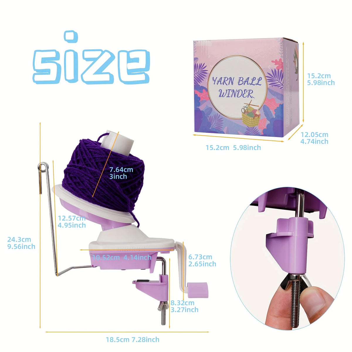 1PC Pink/Purple Yarn Winder Winding Tool for Crochet And Handmade Crafts Knitting Assistant Tool